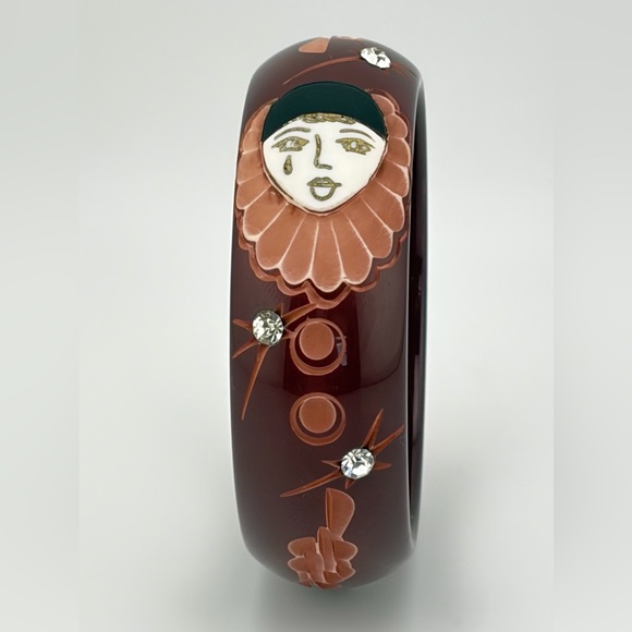 Vintage Bakelite Eggplant Galalith Bangle
Pierrot Design Art Deco French - Picture 2 of 8